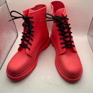 Madden Girl Boots Portland Size 9 Hot Pink Rain Combat Lace Up Shoes Womens